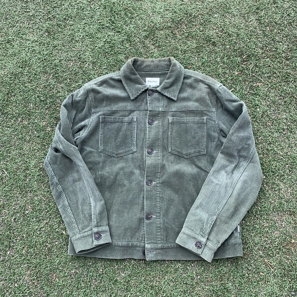 Rhythm Green Lightweight Shirt Jacket Casual Style